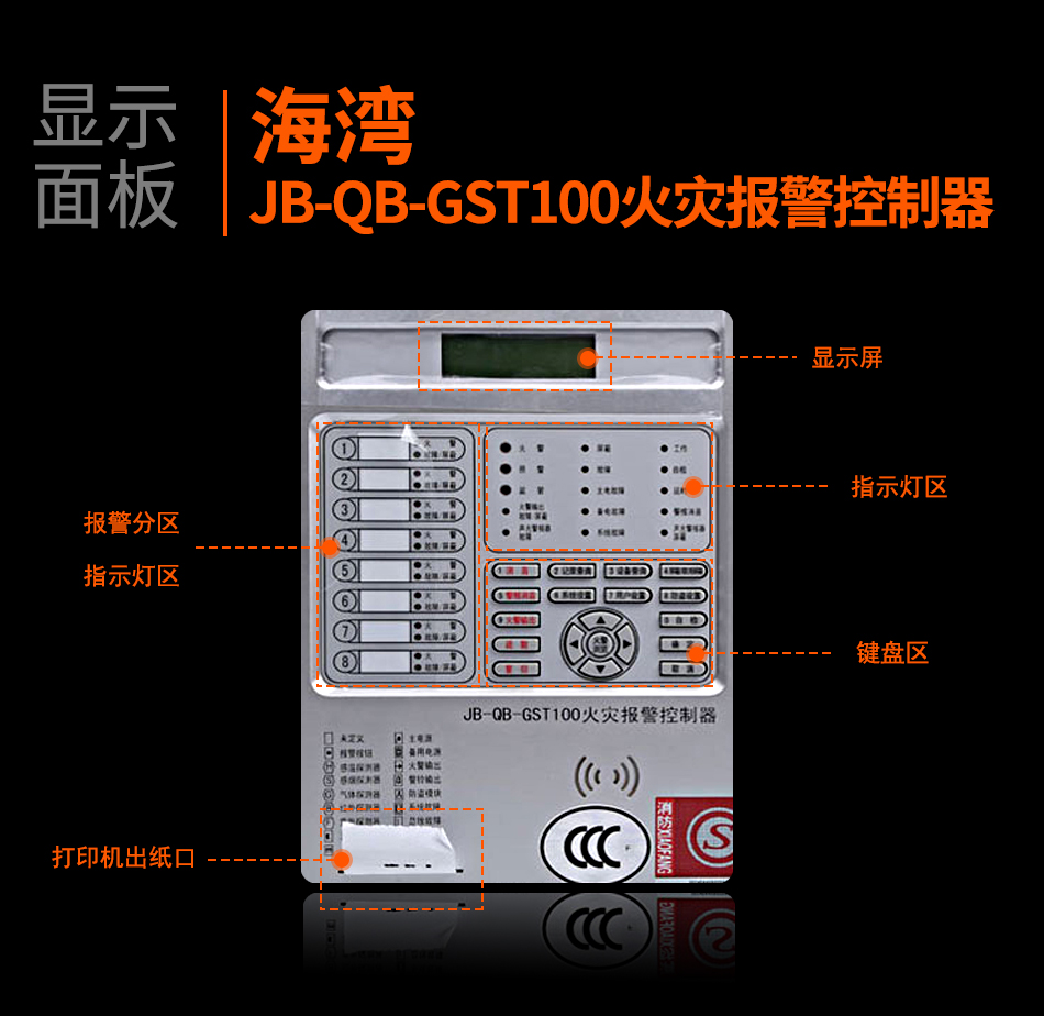 安徽海灣JB-QB-GST100安徽火災報警控制器顯示面板